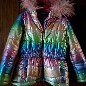 Rothschild Multicolor Puffer Jacket with Faux Fur Hood